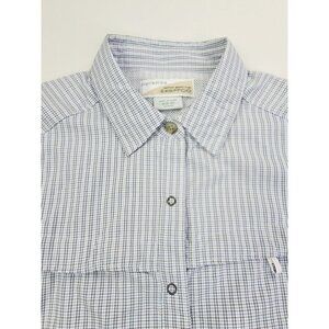 Exofficio Insect Shield Size Medium (8-10) Womens White Blue Brown Check Shirt